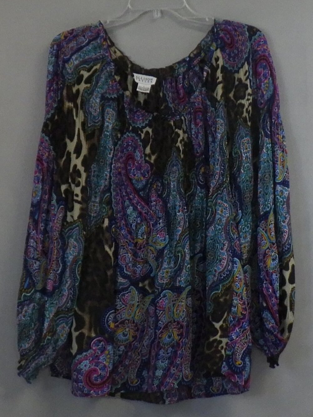 Vintage Allison Taylor Paisley and Mixed Animal Print Blouse A621
